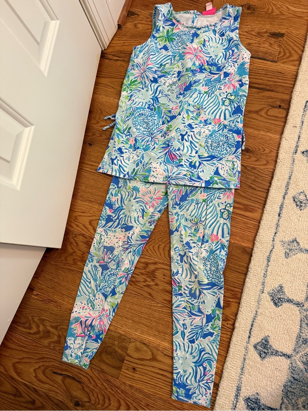 Lilly Pulitzer Girls Mini Donna Set Coastal Blue Lion Around Print Size L 8-10